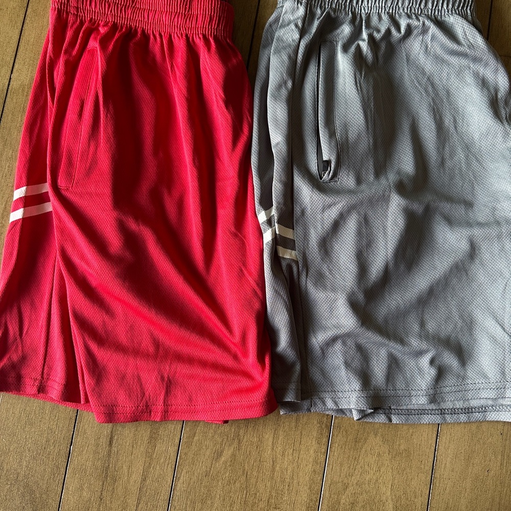 Real Essentials Red & Gray Athletic Shorts bundle men’s size large